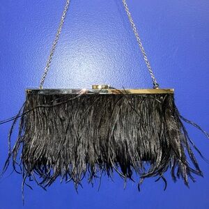 Black Feather Clutch Bag